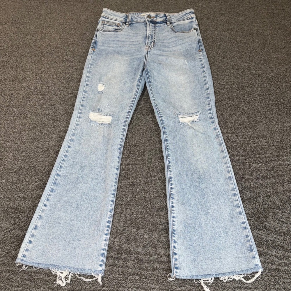 Hidden Jean Los Angeles Light Wash Distressed Flare Raw Hem Sz 27 Casual Western